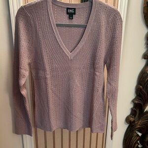 INC International Concepts Women's V-Neck Sweater in Pale Mauve